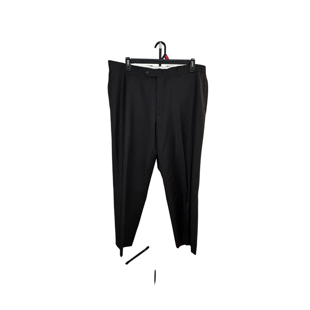 Nautica Mens Dress Pants Black Flat Front Straight Leg Trousers 40x30